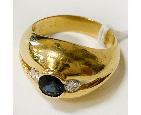 18CT DIAMOND &amp; SAPPHIRE RING SIZE I - 7.4 GRAMS APPROX