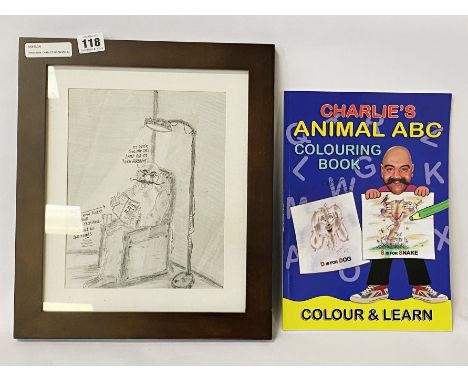 PRISONER CHARLES BRONSON SALVADOR ORIGINAL SKETCH &amp; COLOURING -IN BOOK (PRINT HAS SOME CREASING)