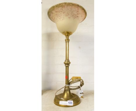 BRASS TABLE LAMP WITH PAT-DE-VERRE SHADE 1930S FRENCH