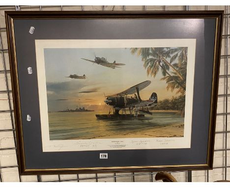 ROBERT TAYLOR LIMITED EDITION PRINT ''DAWN OPERATIONS'' 312/750 JAPANESE NAVAL AIRSHIP SIGNED BY JAPANESE ACES