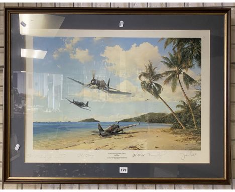ROBERT TAYLOR LIMITED EDITION PRINT BEACH HEAD STRIKE FORCE 696/1250 US CORS AIRS OVER FLYS SHOT DOWN A JAPANESE ZERO - SIGNE