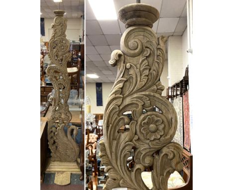 TALL CARVED LAMP STAND ORNATE APPROX 8FT