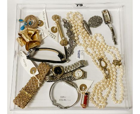 QTY OF VINTAGE COSTUME JEWELLERY SOME CHRISTIAN DIOR 1960'S - WATCHES &amp; OTHERS