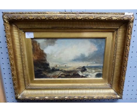 Pair of prints and an oil on board seascape,