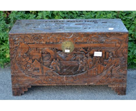 Camphorwood trunk with carved decoration