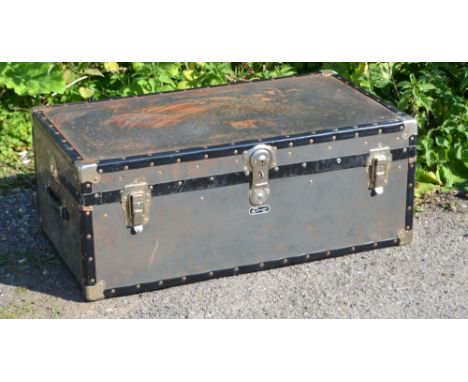 Metal storage trunk by Mossman London, 90 x 50 inches