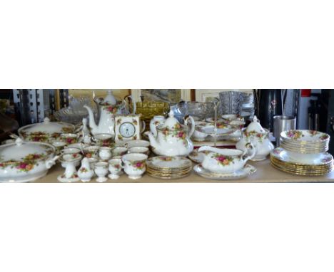 Royal Albert 'Old Country Roses part dinner, tea and coffee service, with vegetable dishes, dinner plates, coffee pot, tea po
