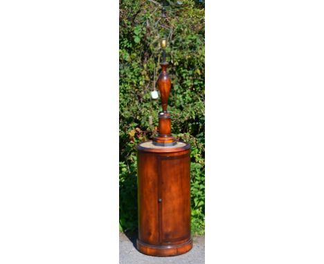 Victorian style mahogany bedside cupboard with marble inset top, and a matching table lamp 