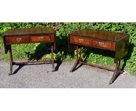 Pair of walnut reproduction sofa tables