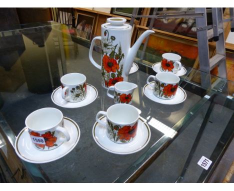 A MIDWINTER POPPIES PATTERN COFFEE SET.