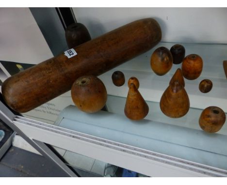 A COLLECTION OF TWENTY WOODEN TOOLS FOR THE LEAD WORKER AND PLUMBER.