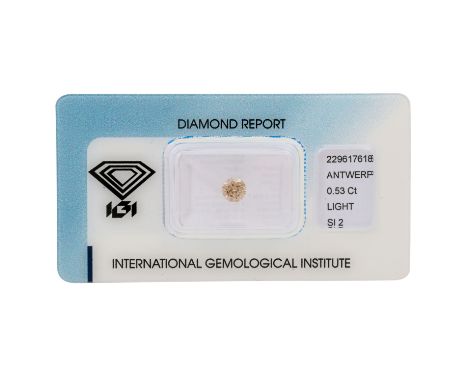  1 loser Brillant von 0,53 ct,   HELL BRAUN/SI2, inkl. IGI Zertifikat.    | Loose brilliant-cut diamond of 0.53 ct, LIGHT BR