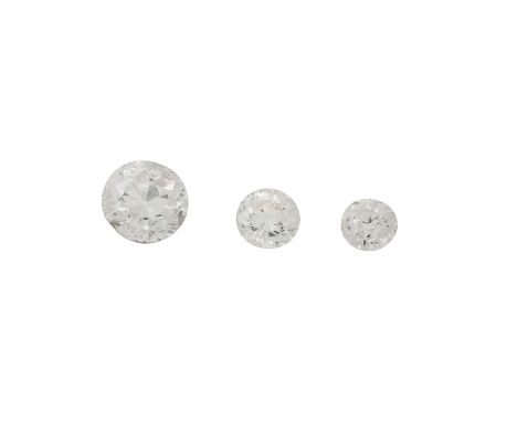   Konvolut aus 3 losen Altschliffdiamanten von zus. ca. 1,23 ct   davon 1x 0,76 ct, ca. GW (K-L)/P1-2, Steine leicht bestoßen