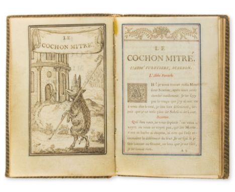 [Chavigny de la Bretonnière (François de)] Le Cochon Mitré. Dialogue, manuscript on vellum, 32pp., text in black and red, tit