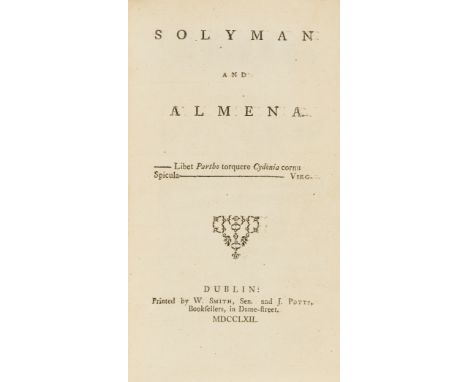 [Langhorne (John)] Solyman and Almena. An Oriental Tale, first Dublin edition, woodcut head-pieces, initials and decorations,