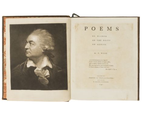 West Country Poet.- Webb (Francis) Poems On Wisdom, On the Deity, On Genius, first edition, half-title, with mezzotint portra