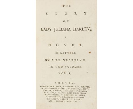 Griffith (Elizabeth) The Story of Lady Juliana Harley, a Novel. In Letters, 2 vol. in 1, first Dublin edition, occasional fox