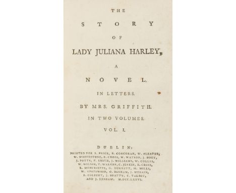 Griffith (Elizabeth) The Story of Lady Juliana Harley, a Novel. In Letters, 2 vol. in 1, first Dublin edition, occasional fox