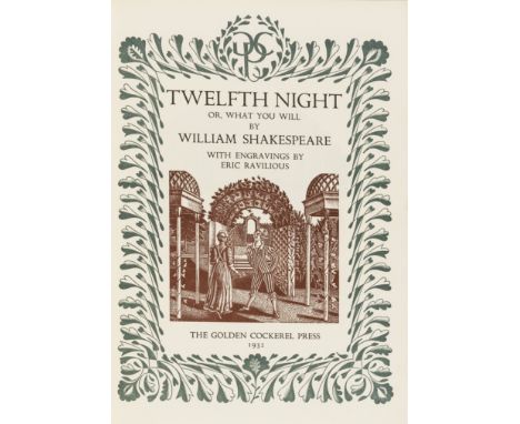 Ravilious (Eric).- Shakespeare (William) Twelfth Night or, What You Will, number 97 of 275 copies, wood-engraved title-vignet