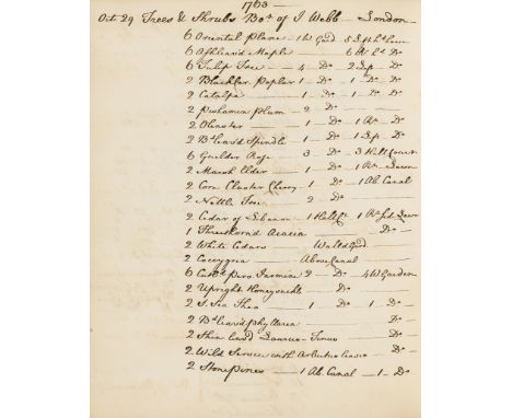 Gardening.- Knight (Edward, of Wolverley House, Worcestershire, family of ironmasters, 1734-1812) [Volume recording planting 