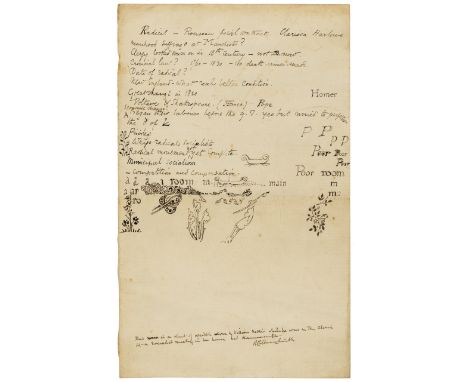 Morris (William, designer, author, and visionary socialist, 1834-96) Sheet of scribble by William Morris, autograph manuscrip