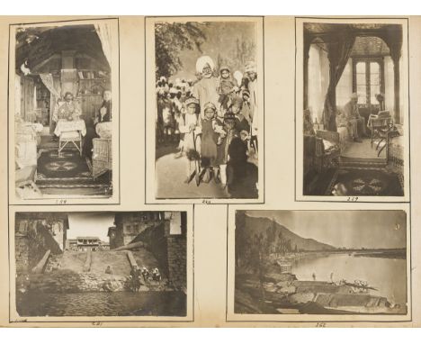 India, Ceylon &amp; Kashmir.- Photograph album, c. 460 photographs of views including temples, elephants, Indian women, Europ