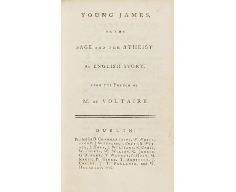 Voltaire (François Marie Arouet de) Young James or The Sage and the Atheist, an English Story, half-titles, occasional very l