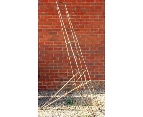 AN OLD WROUGHT IRON FRENCH APPLE PICKING LADDER 210cm high