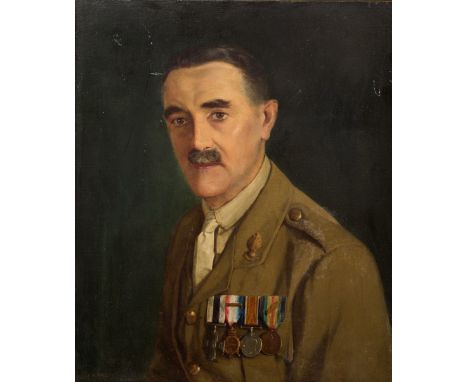 MAUD HOWELLS  a head and shoulder portrait of a World War I soldier, awarded the Military Cross, 59cm x 49cm