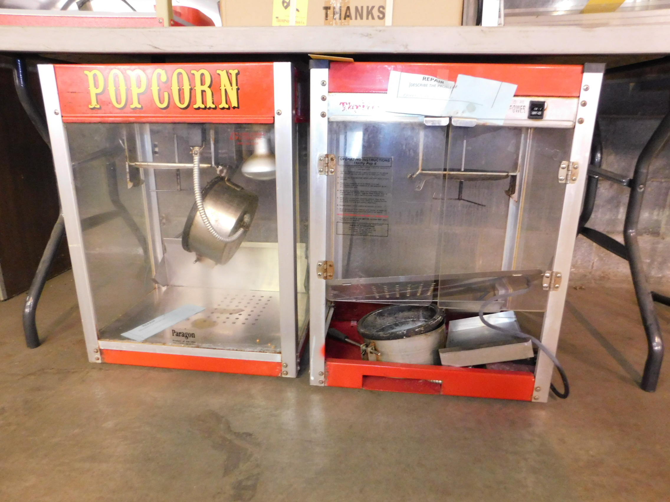 (2) Popcorn Popping Machines Parts Only