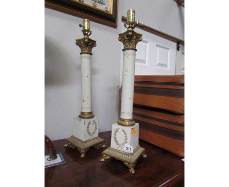 A pair of Corinthian column table lamp bases (will need rewiring)