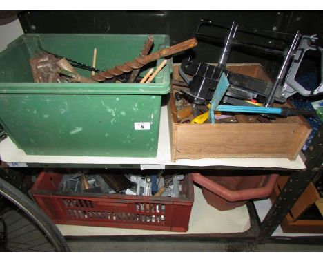 3 boxes of old tools and a quantity of loose tools