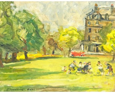 Florence Adelina Hess (Staithes Group 1891-1974): Children Playing in Prince of Wales Park Harrogate, oil on panel signed 21c