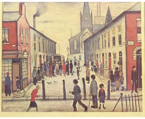 Laurence Stephen Lowry RA (Northern British 1887-1976): The Fever Van, limited edition coloured lithograph signed in pencil w