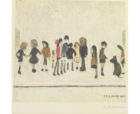 Laurence Stephen Lowry RA (Northern British 1887-1976): 'Group of Children', limited edition offset lithograph in colours sig