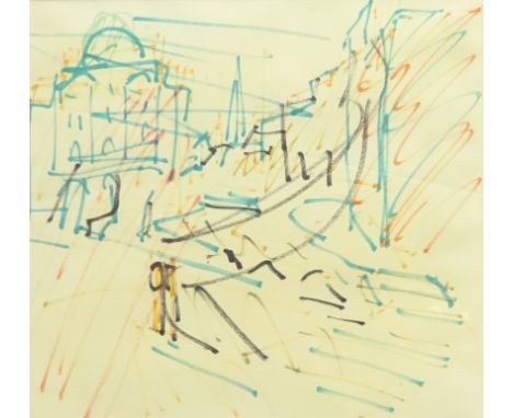 Frank Auerbach (British/German 1931-): 'Sketch for Camden Theatre', coloured inks unsigned, original title labels verso 24.7c