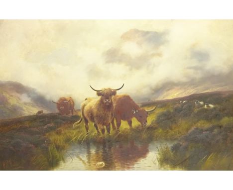H R Hall (British fl.1866-1902): 'Denizens of the Hills Argyleshire', oil on canvas signed, titled and signed verso 50cm x 75