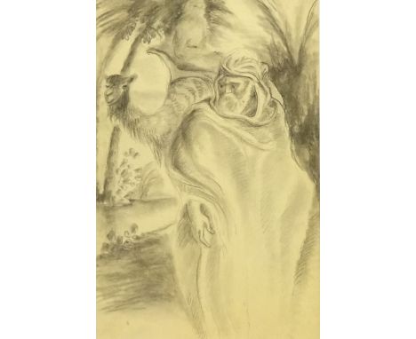 Georges Henri Manzana Pissarro (French 1871-1961): Arab and his Camel, pencil sketch on paper, inscribed verso 19.5cm x 13cmP