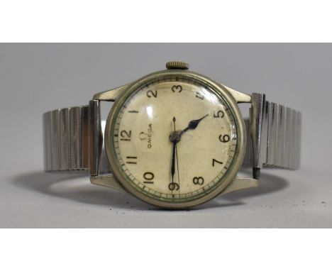 A Military Issue Omega Wrist Watch with Unrelated Expandable Strap, the Back Plate Engraved HS (Arrow) 8 2130 