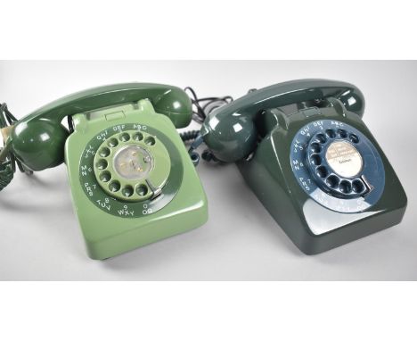 Two Vintage Green Bakelite Rotary Phones 