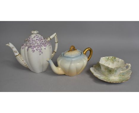 A Three Pieces of Wileman Foley China to Comprise Two Teapots and Cup and Saucer 