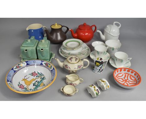 A Collection of Various Teapots to include Poole, Part Art Deco Tea Set Etc 