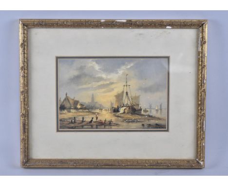 A Framed Print After Gudrun Sibbons, Harbour Scene, 22x15cms 