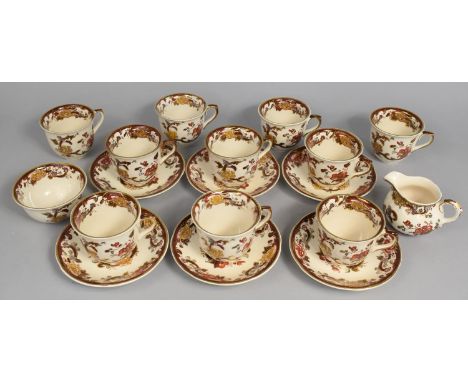 A Mason's Brown Velvet Pattern Tea set to Comprise Ten Cups, Six Saucers, Milk Jug and Sugar Bowl 