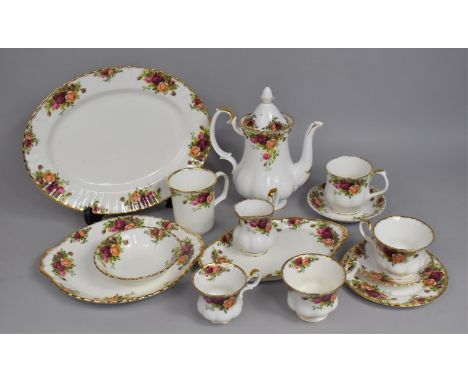 A Collection of Various Royal Albert Old Country Roses China to comprise Teapot, Cups, Platter Etc 