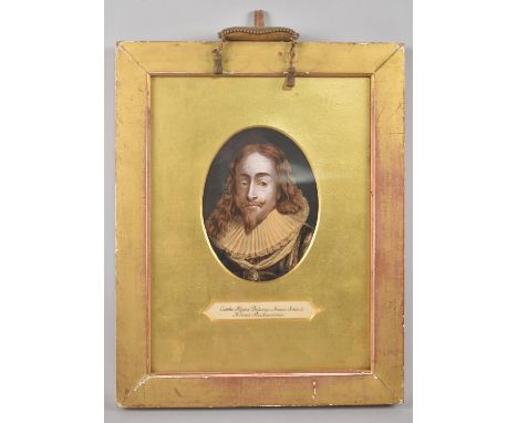 A Glt Framed Print, King Charles I, 20x27cms 