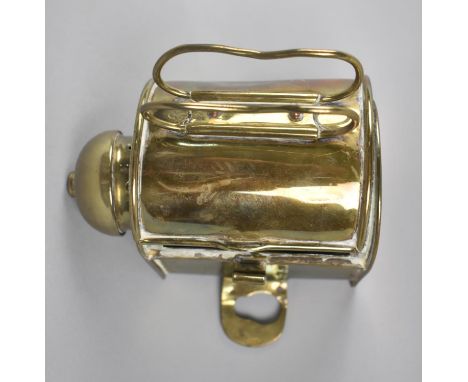 A 19th Century Brass Bulkhead Mounting Lamp with Hinged Door, Missing Burner, 14cms High 