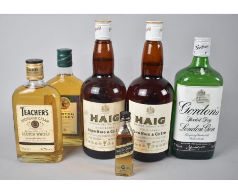 Two Bottles of Haig Blended Scotch Whisky, One Bottle Gordons Gin, Two 35cl Bottles Whisky and a Miniature 