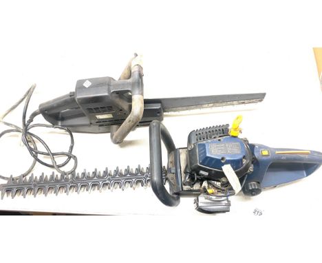 Selection of petrol engine hedge trimmers, log saw etc 
