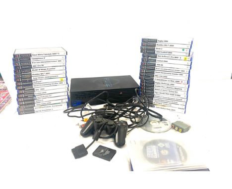Play station 2 console and a large selection of assorted playstation games 